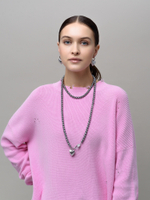 Колье "Long Dark Grey Heart" Silver