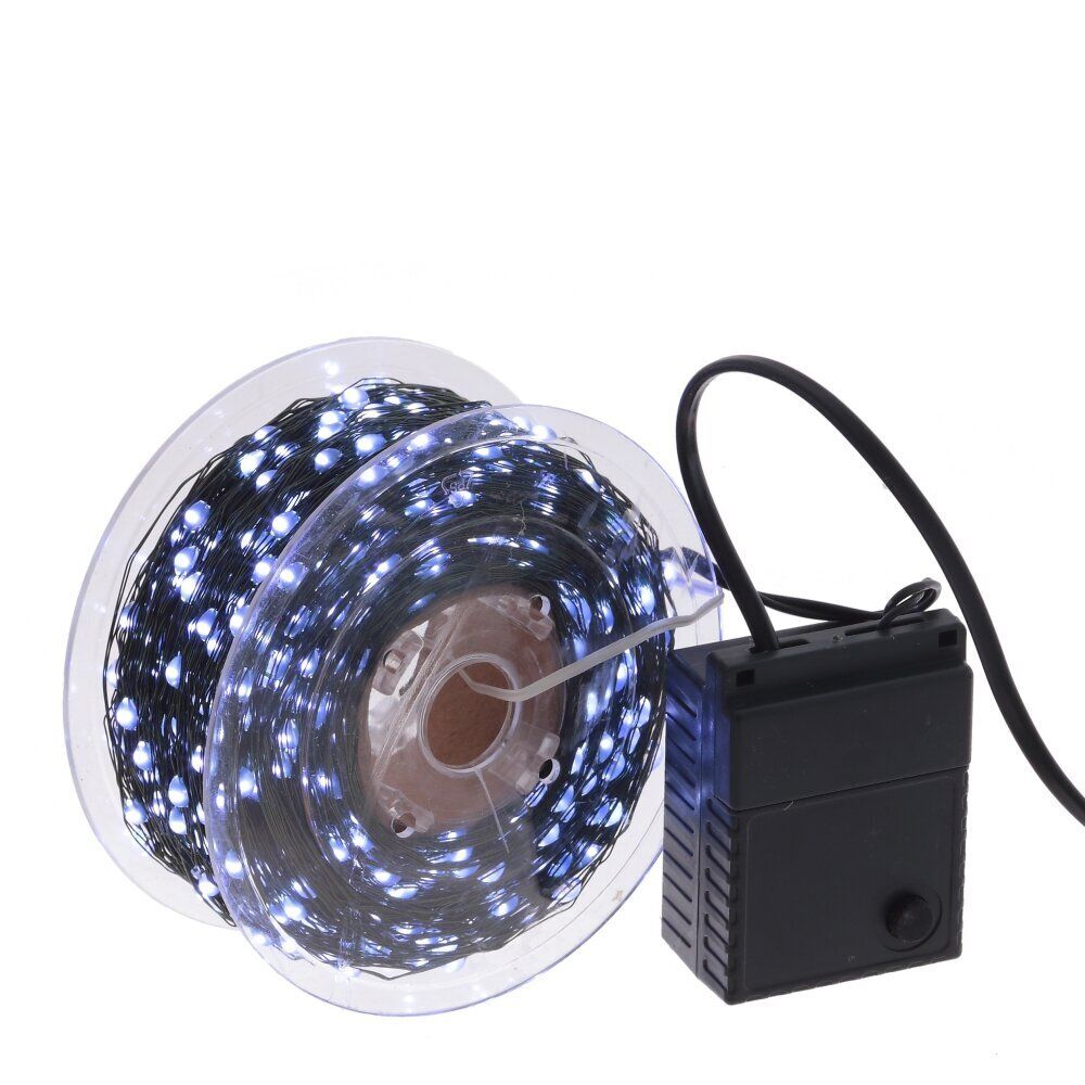 GAEM Электрогирлянда "Роса", L100м, 1000 LED, холод бел, 8 тип свеч, 10W, шнур зелен леска, IP20