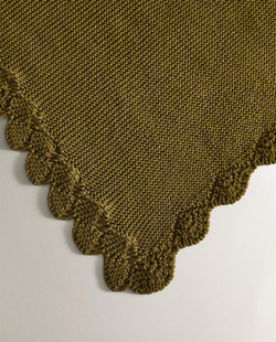 ZARA HOME ДЕТСКИЙ ПЛЕД С КРУЖЕВНОЙ КАЙМОЙ, ЗЕЛЕНЫЙ