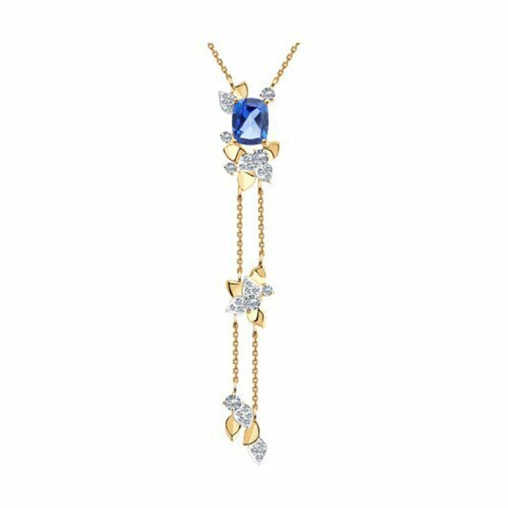 Колье из золота с топазом Swarovski и фианитами Swarovski