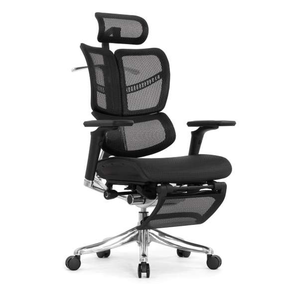 Кресло EXPERT 2 FLY RFYM 01 (сидение MAX с подножкой, подлокотник 6D(360), сетка черн/каркас черн)