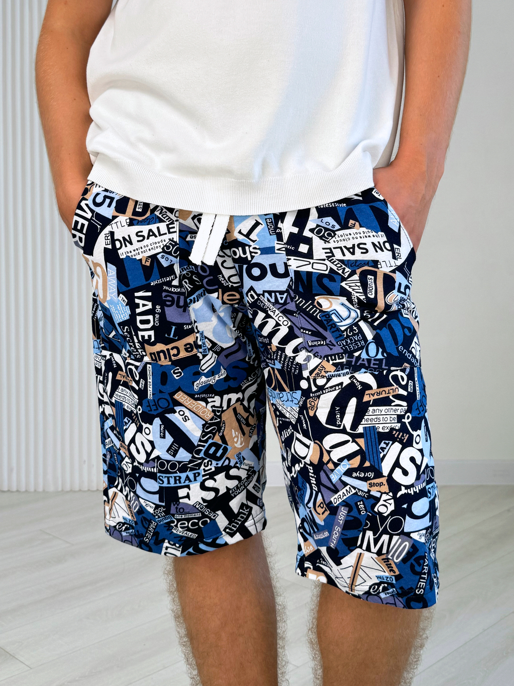 Шорты для мальчика подростковые "Буквы на белом"