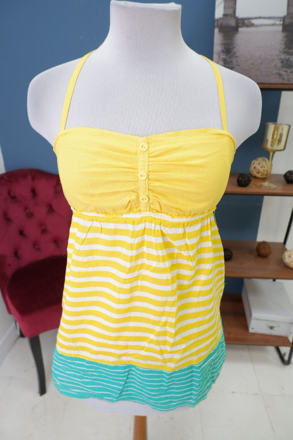 Майка Bershka желтая в полоску 36 размер