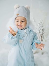 Шлем зимний из смесовой шерсти "Серебро" на кнопках 0+