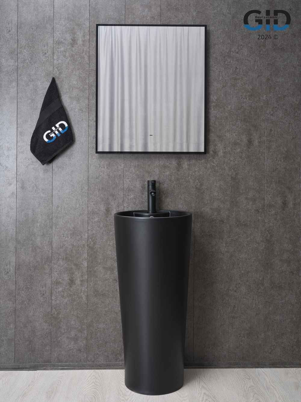 Раковина Gid Nb131bm 81120 накладная черная матовая 40x40x84