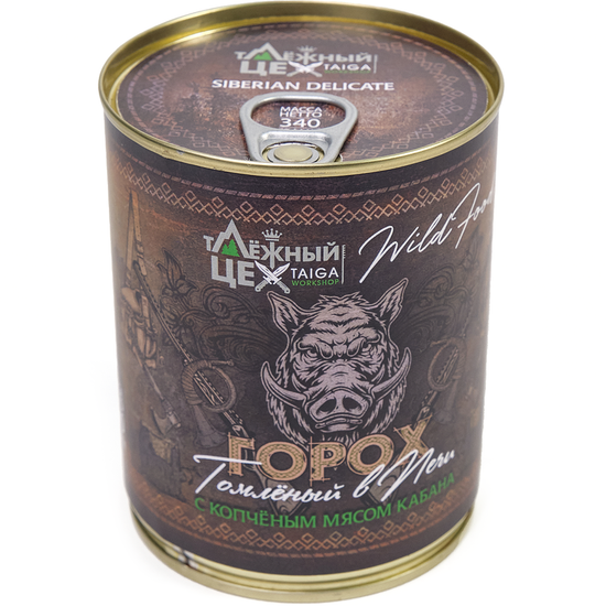 Горох с копченым мясом Кабана томлёный в печи 340г.