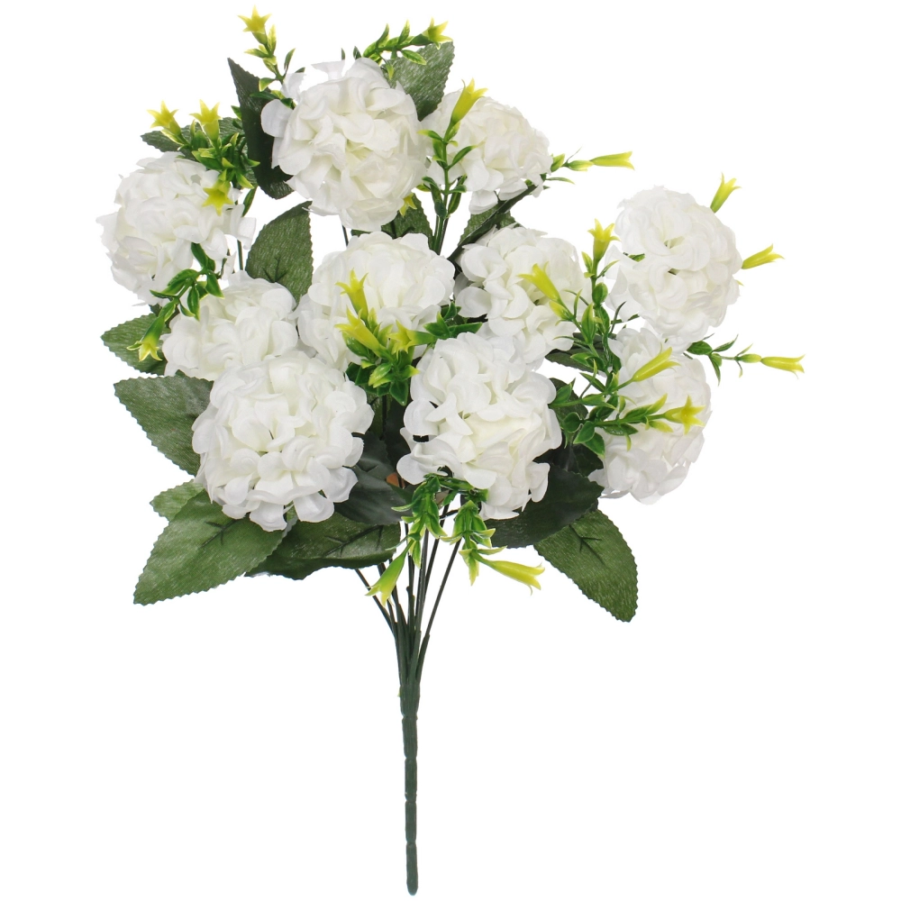 Искусственные цветы «Цветочная мелодия» Гортензии 40см 10 цветков белые