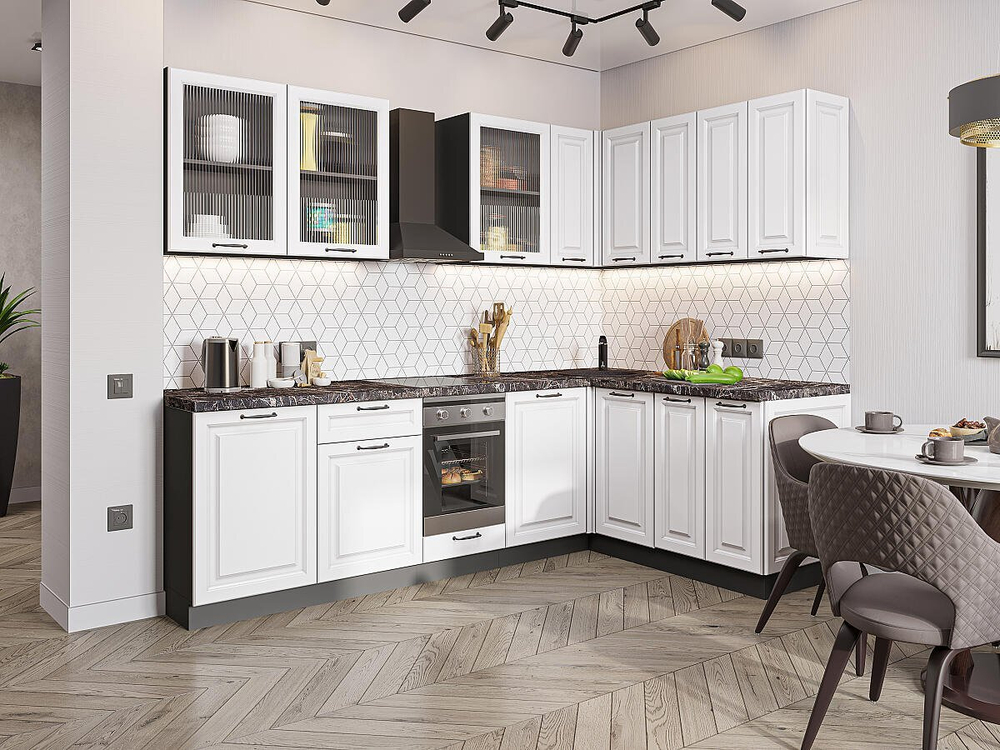 Угловая модульная кухня Ницца Royal-02 Blanco - Graphite 2140*2550/1600*600