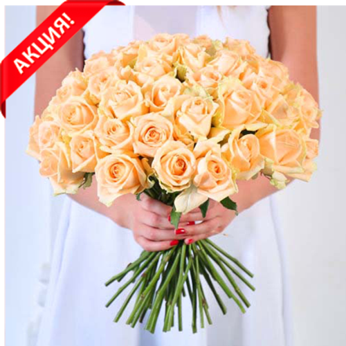 Купить Букет 51 персиковая роза Peach Avalanche