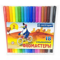 Фломастеры CENTROPEN ПИНГВИНЫ 18 цв. конверт шестигран. корп. смываемые