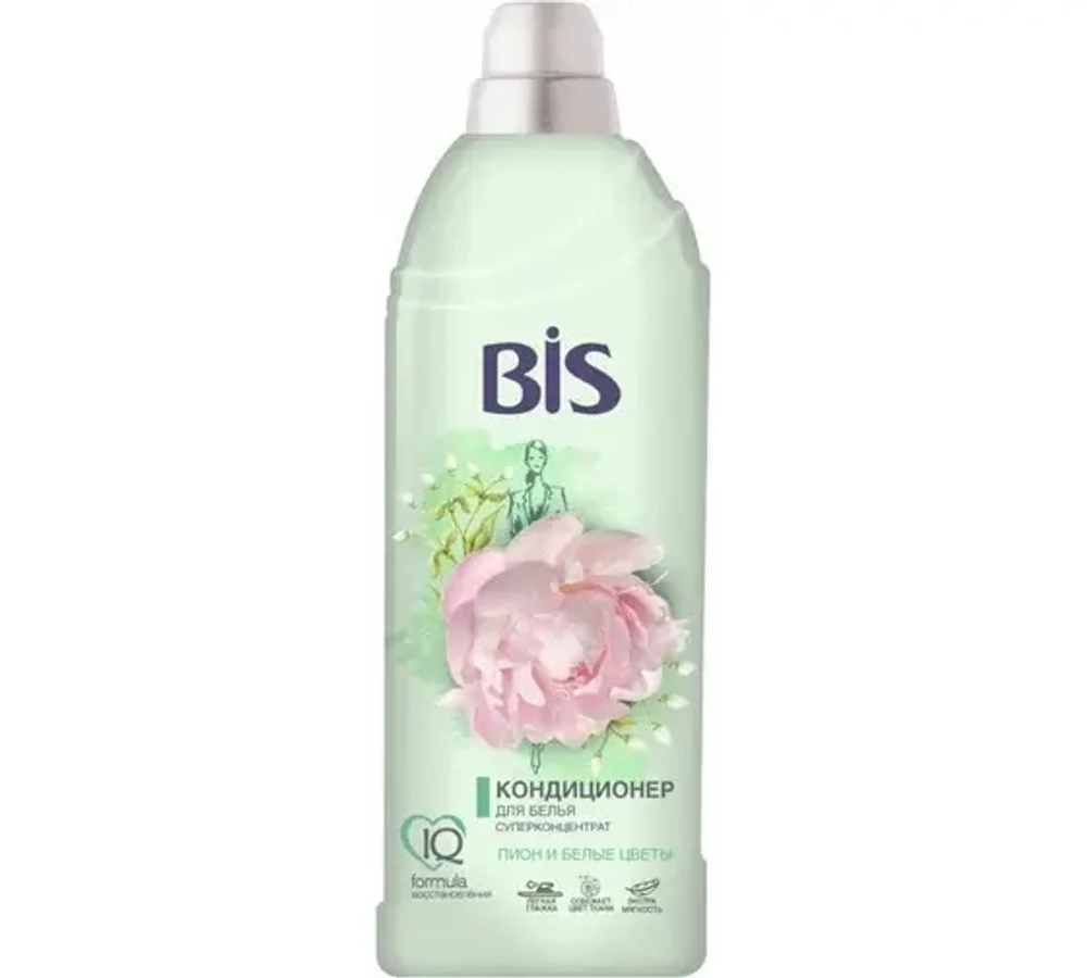 BIS Кондиционер для белья концентрированный Пион и белые цветы 900мл, блок 6шт.