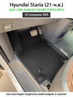 Передние автомобильные коврики ЭВА Hyundai Staria (21-н.в.) для 7-ми, 8-ми и 9-ти местного авто