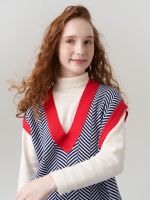 Жилетка для девочки в школу 953 индиго-коралл