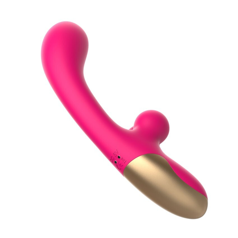 Розовый изогнутый вибратор-кролик - 21,2 см. (Цвет: розовый)