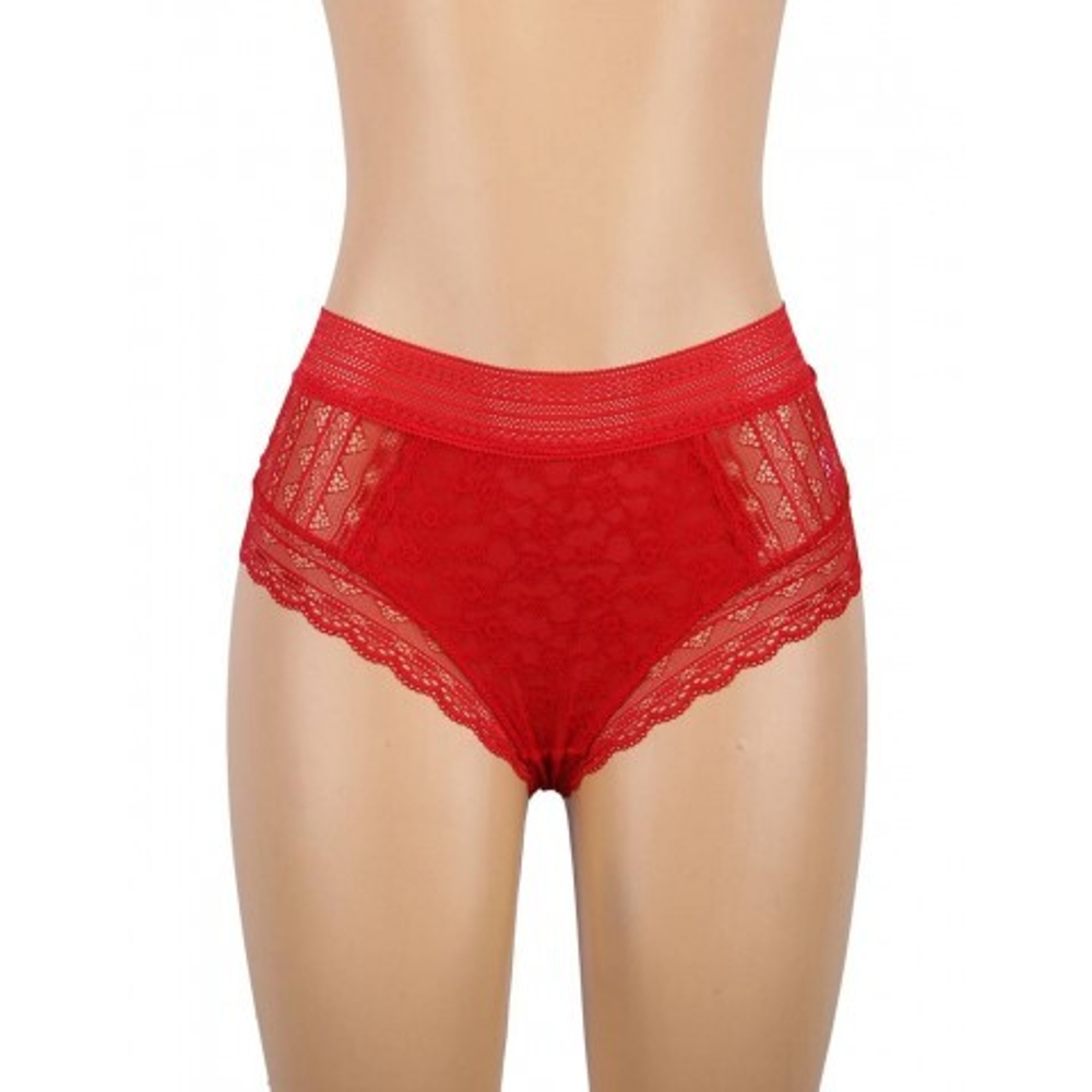 Трусики бразилиана Floral Lace, красные, XL-2XL