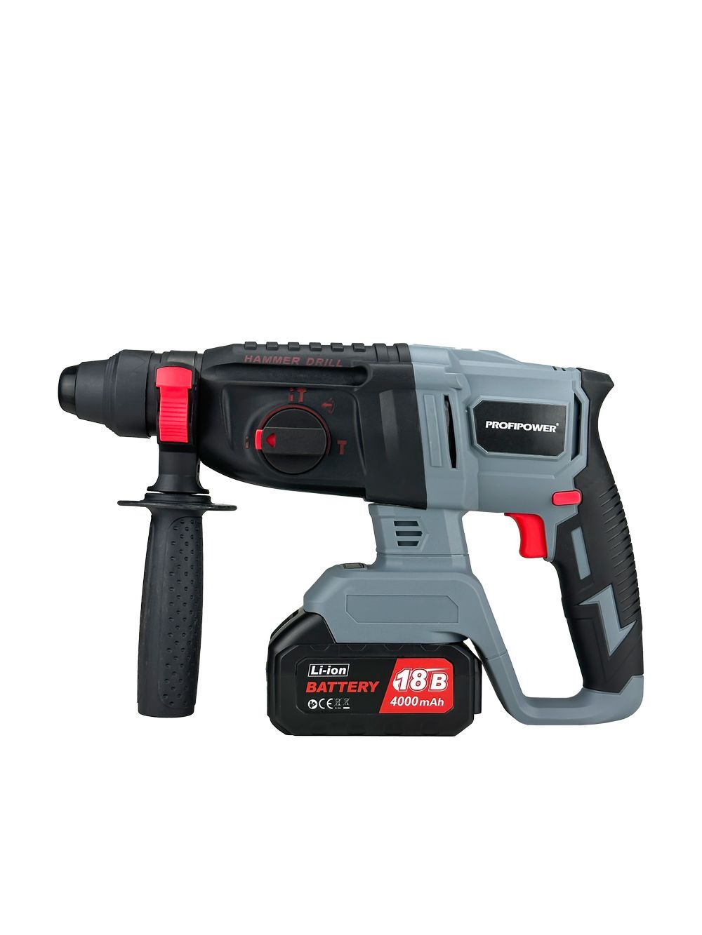 Аккумуляторный беcщеточный перфоратор PROFIPOWER MKDHR-18V (18В,Li-ion-1шт, 4.0Ач, 1,9Дж, 3 режима,буры-3шт, З/У, в кейсе)