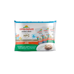 Almo Nature консервы для кошек "HFC Jelly" с тунцом, сардинами и камбалой (желе) 6 штук по 55 г набор пакетиков