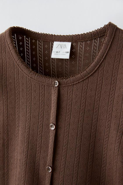 ZARA ФУТБОЛКА С ПУГОВИЦАМИ, КОРИЧНЕВЫЙ