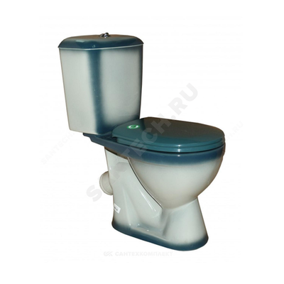 Унитаз-компакт косой выпуск нижний подвод 1/реж с сиденьем полипропилен зеленый декор Лира Rosa (Кировская керамика)