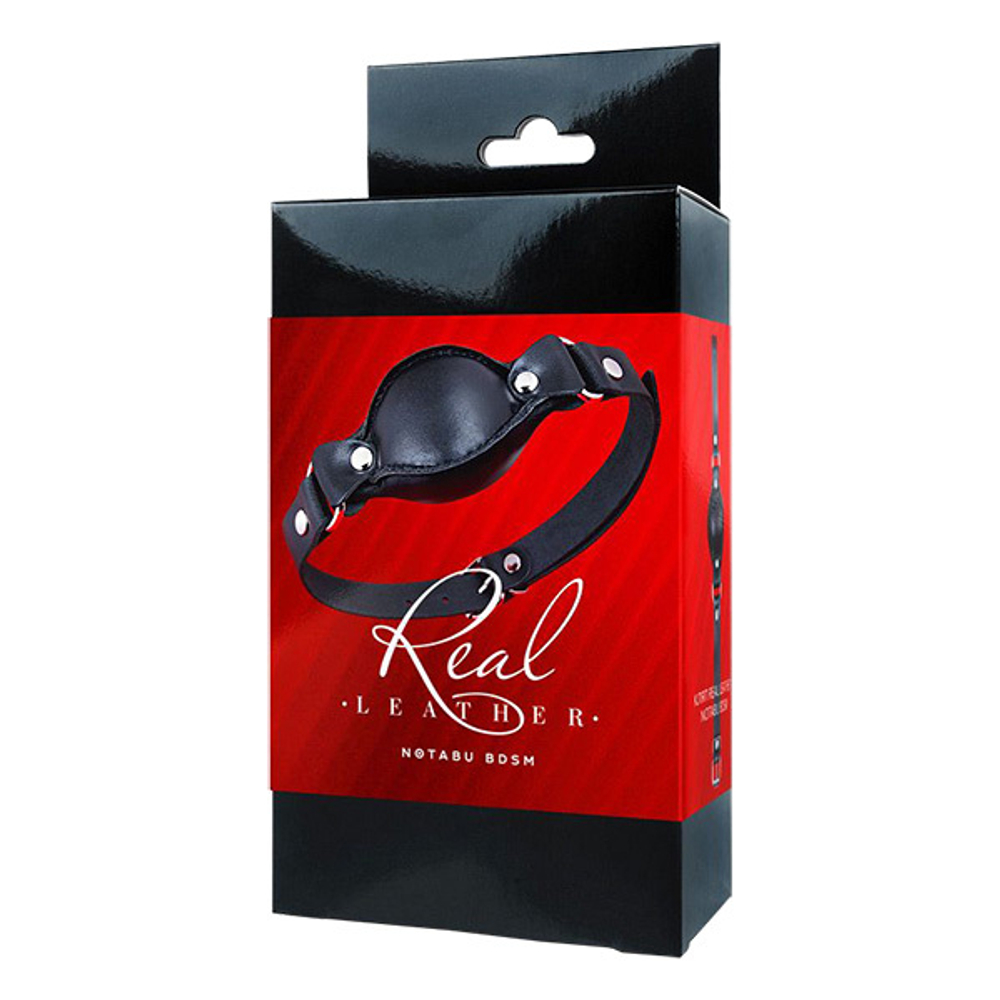 Черный кожаный кляп Bior Toys Notabu Real Leather NTB-80701