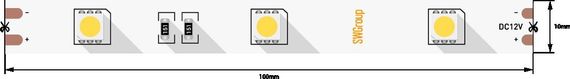 Светодиодная лента SWG 7,2W/m 30Led/m 5050SMD холодный белый 5M SWG530-12-7.2-W-М 009261