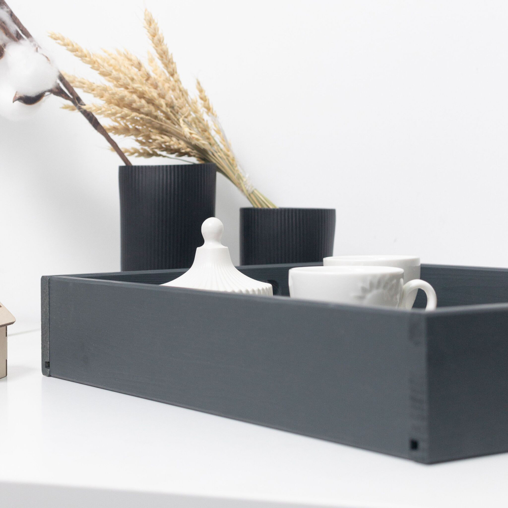 Столик поднос деревянный разборный для кухни 38х28, серый