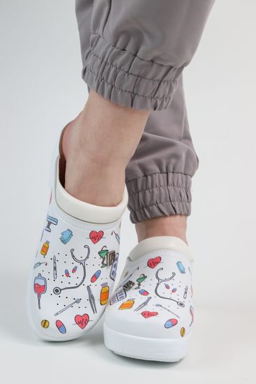 503 | "Anna" Женские медицинские сабо (принт)