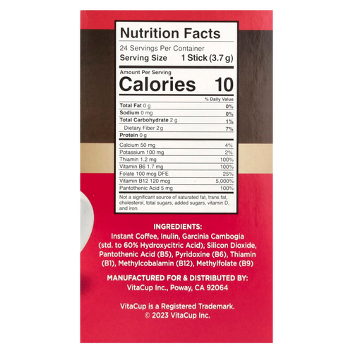 VitaCup, Растворимый кофе Slim Blend, средней обжарки, 24 палочки, по 3,7 г (0,13 унции) каждая