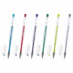 Ручки гелевые БЛЕСТКИ BRAUBERG "EXTRA", НАБОР 6 ЦВЕТОВ, узел 0,7 мм, линия 0,5 мм, 143908