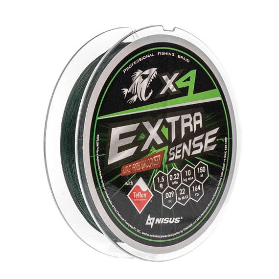 Шнур Extrasense X4 PE Green 150m 1.5/22LB 0.22mm (N-ES-X4-1.5/22LB) NISUS