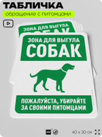 Табличка "Зона для выгула собак" на дверь и забор, для двора, дома, подъезда, 40х30 см, Silver Plane x Айдентика Технолоджи
