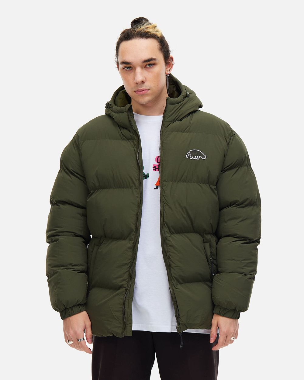 Пуховик Anteater AW25 Downjacket Hooded Crispy темно-зеленый