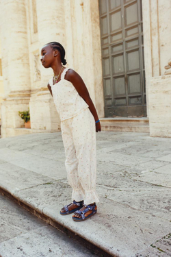 ZARA БРЮКИ-АЛАДДИНЫ SCHIFFLY С КРУЖЕВОМ, ЭКРЮ