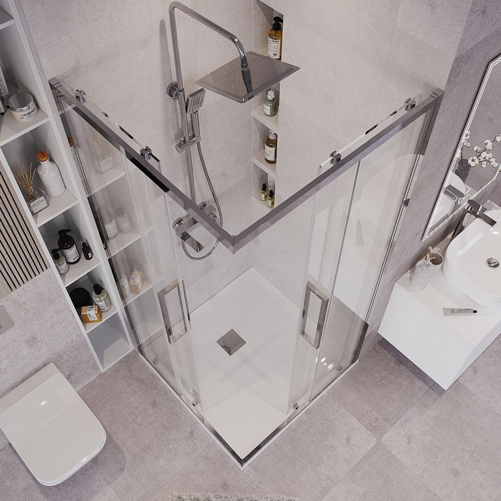 Душевой уголок Grossman Cosmo 80х80 300.K33.02.8080.10.00 профиль Хром стекло прозрачное