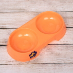 Миска пластиковая двойная «Мр. Марли», цвет кораловый, 23*12*4см