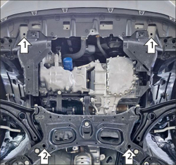 Защита картера двигателя, КПП. 2 мм, Сталь. для Honda Fit 2022-н.в., Motodor.70814