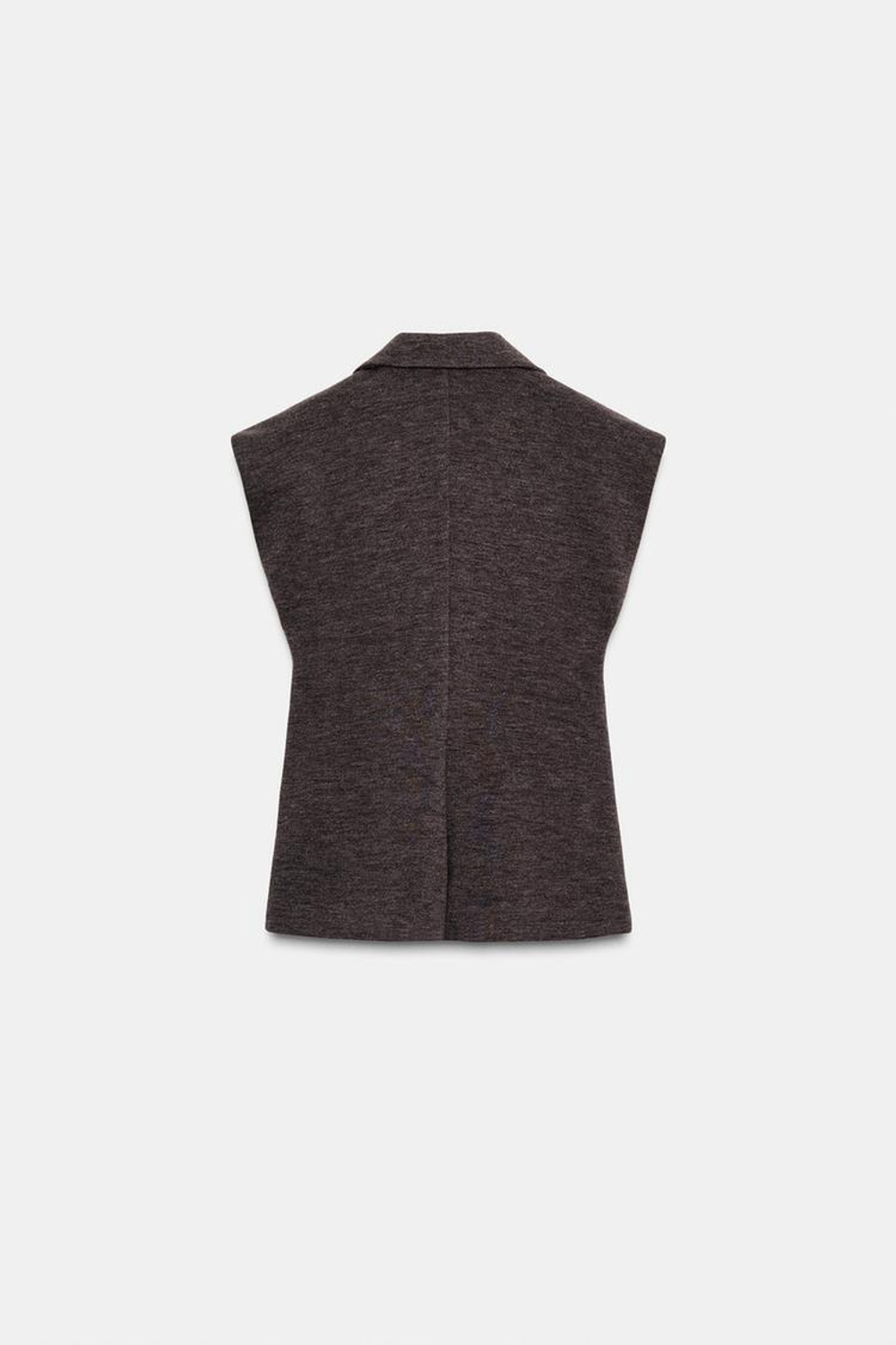 ZARA ЖИЛЕТ С ПУГОВИЦЕЙ, КОРИЧНЕВЫЙ МЕЛАНЖ