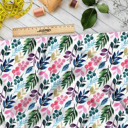 Ткань бязь ягодки и листочки