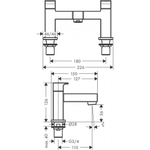 Смеcитель для ванны на 2 отверстия Hansgrohe Vernis Shape 71452000, хром