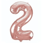 Шар фольгированный 32'/81см «Цифра 2» (розовое золото)