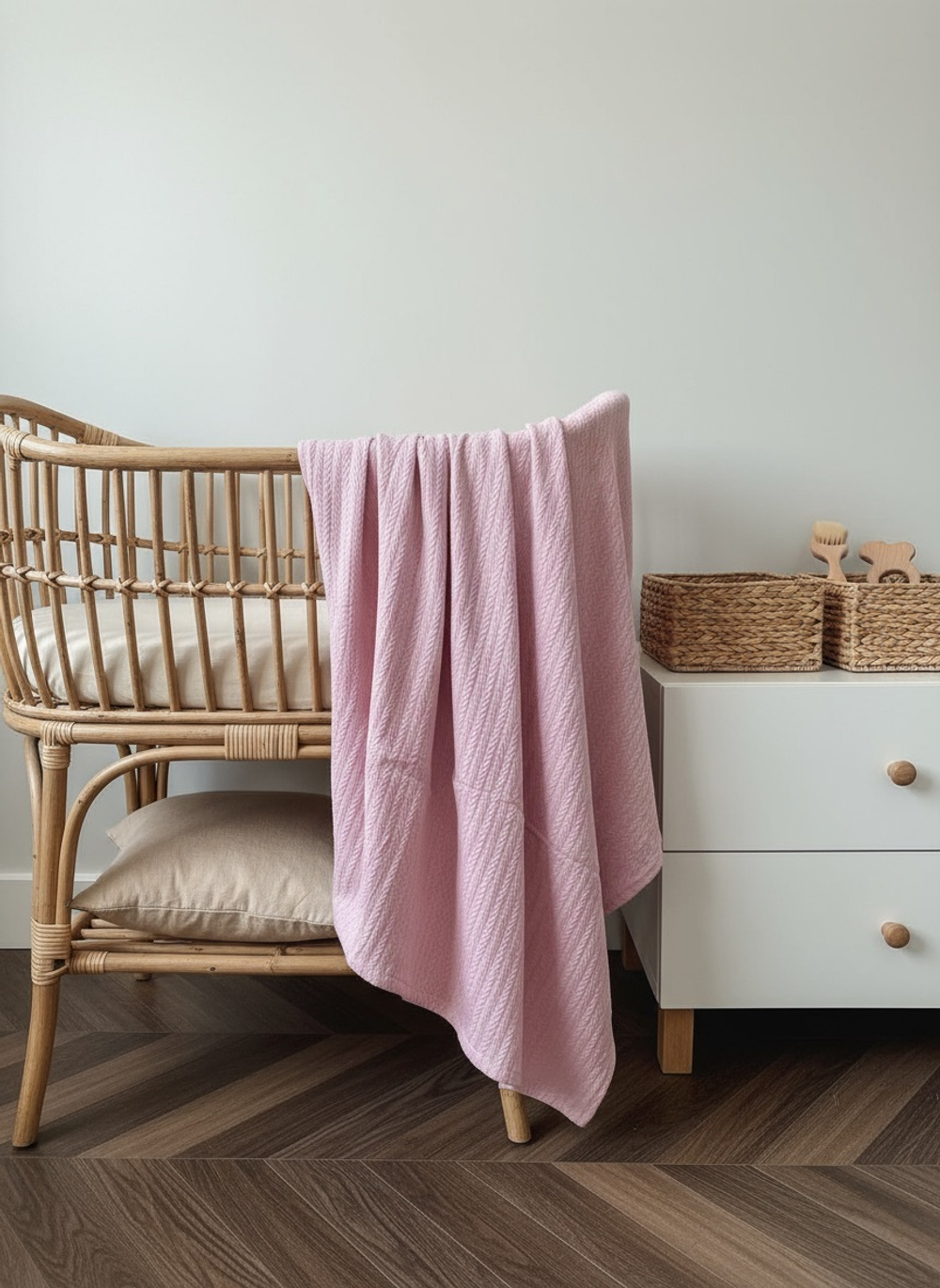 Плед вязаный "Пудра"