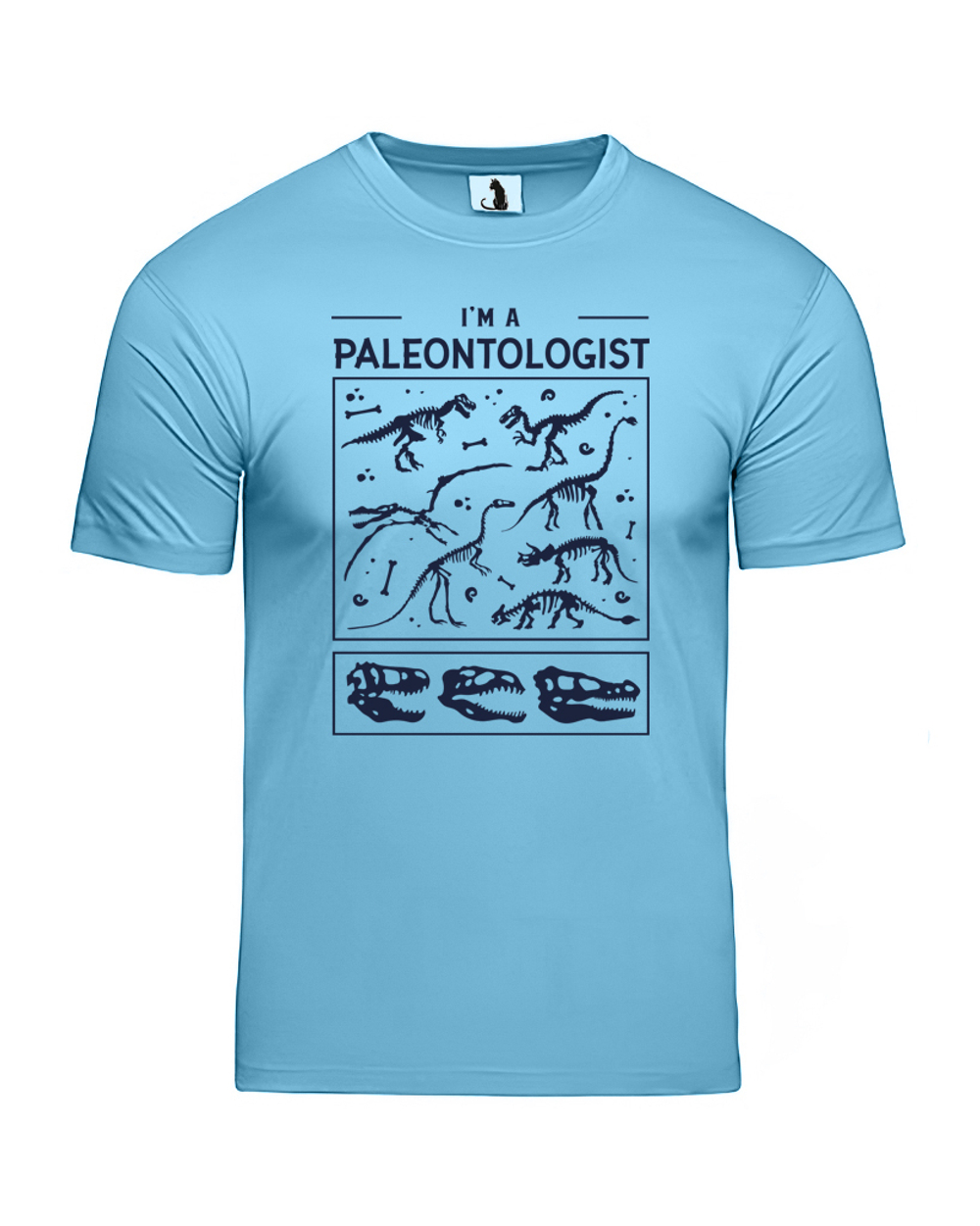 Футболка Я палеонтолог классическая прямая голубая с синим рисунком