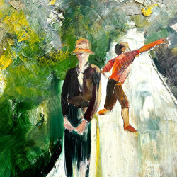 Алексеев Дмитрий Николаевич (р. 1963). Взлетка. (Мальчик, запускающий самолет). Масло. Холст. 1990-е