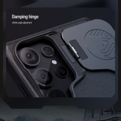 Противоударный чехол от Nillkin на Samsung Galaxy S24 Ultra с откидной металлической крышкой для камеры, серия CamShield Armor Prop Case