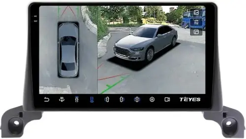 Магнитола для Peugeot 3008, 5008 2016-2022, 4008 2020+ (рамка 9) - Teyes CC3-2K-360 на Android 10, Быстрая, 2K QLED, CarPlay, 4G SIM-слот, 4 камеры в комплекте