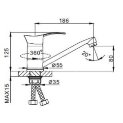 Смеситель для раковины, Frap, корот изл, с картриджем, хром, F4501-2