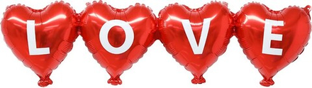 Гирлянда (39''/99 см) Сердце, LOVE, Красный, 1 шт.