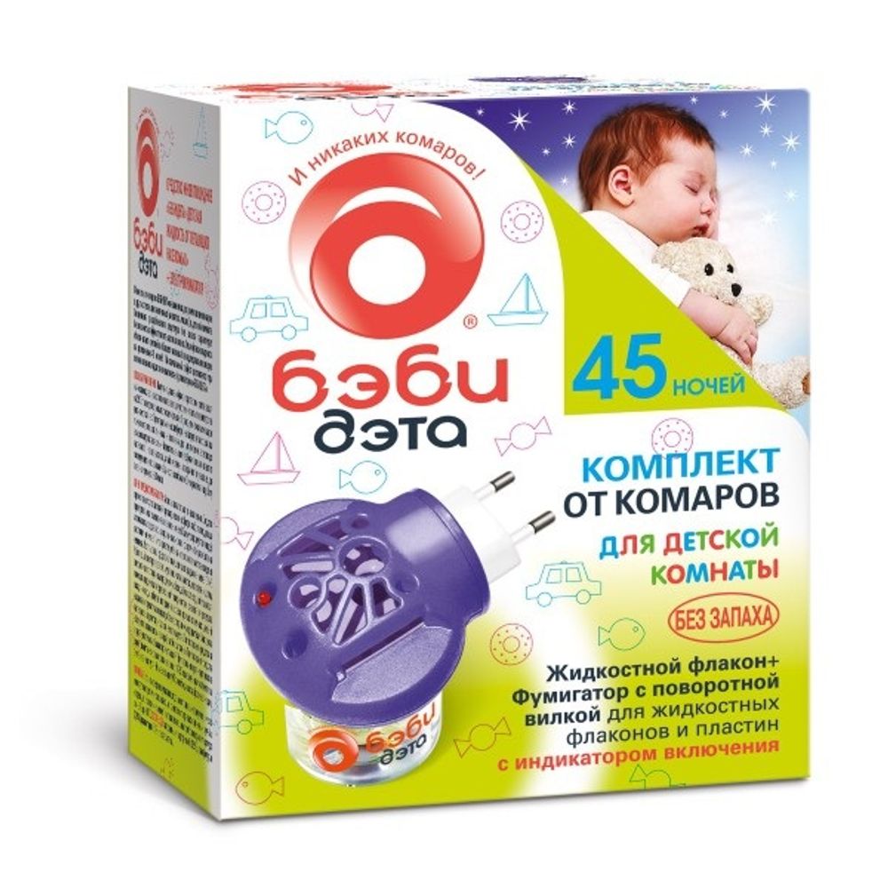 Комплект БЭБИ ДЭТА 45 ночей фумигатор + жидкость 30 мл без запаха