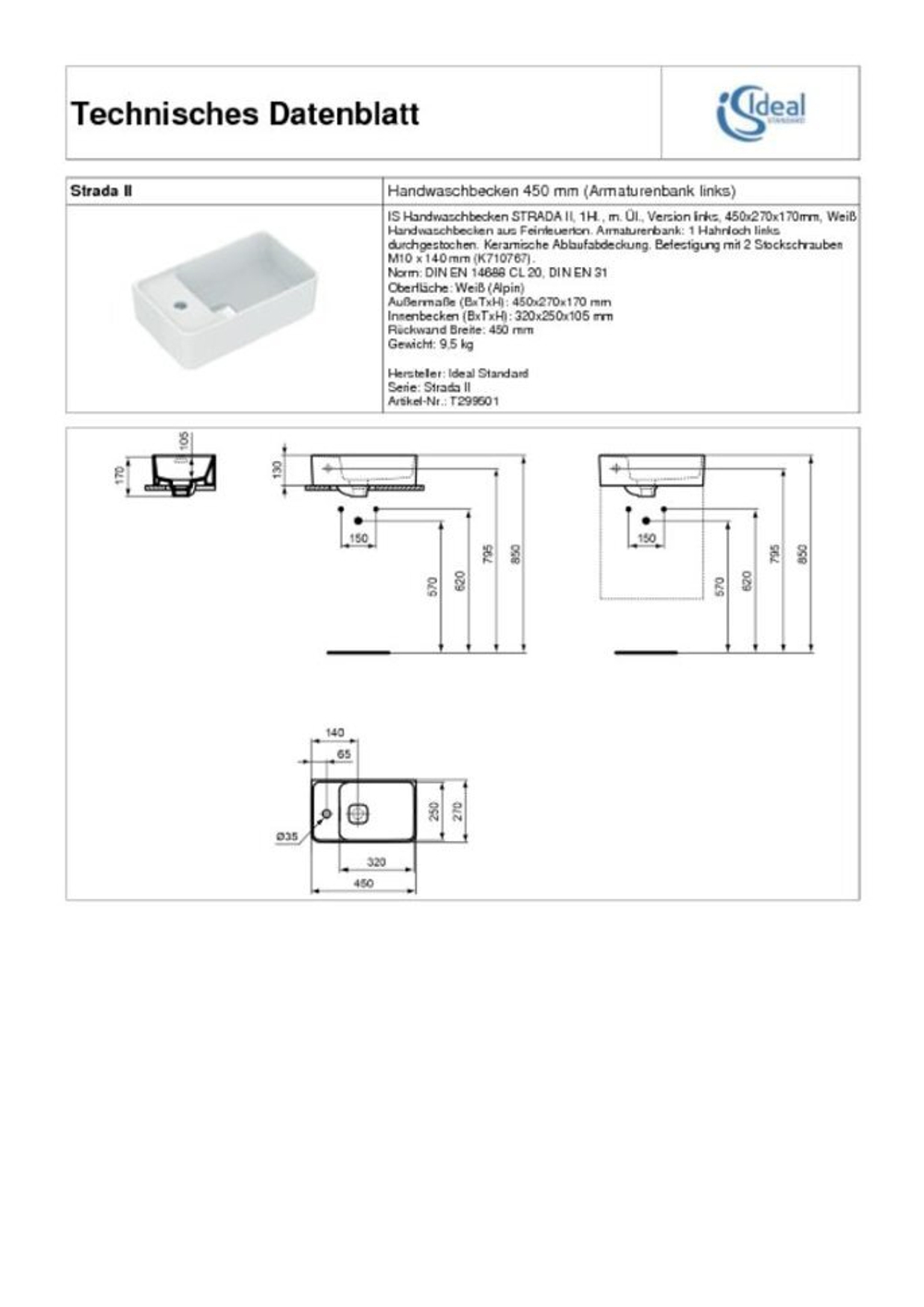 Раковина Ideal Standard STRADA II T299501