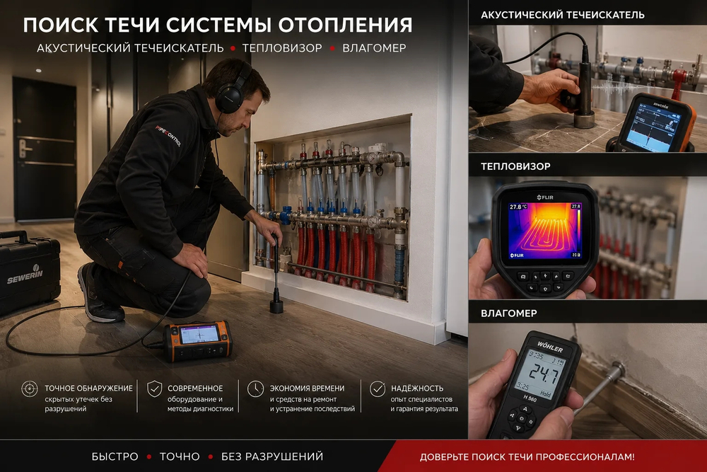 Поиск течи системы отопления